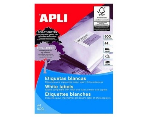 CAJA 500 HOJAS ETIQUETA BLANCA ILC 70X35 01782 APLI