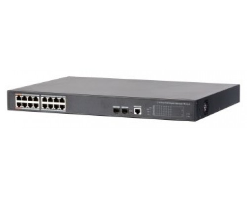 DAHUA - DH-PFS4218-16GT-240 - SWITCH POE 16 PUERTOS GIGABIT + 2 SFP UPLINK GIGABIT 240W 802.3AT MANEJABLE LAYER 2