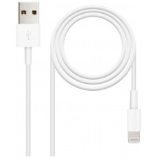 Nanocable Cable Lightning a USB-A, Lightning/M -USB A/M, Blanco, 50 cm