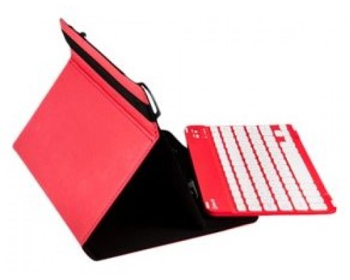 Funda universal gripcase silver ht para tablet 9 - 10pulgadas + teclado bluetooth rojo