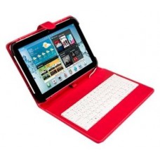 Funda universal silver ht para tablet 9 - 10.1pulgadas + teclado con cable micro usb rojo - blanco