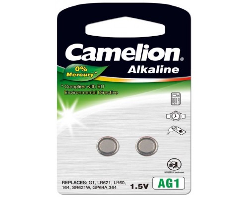 Pila Botón Alcalina LR60 1.5V 0% Mercurio (2 pcs) Camelion