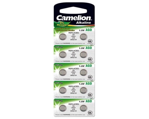 Pila Botón Alcalina LR63 1.5V 0% Mercurio (10 pcs) Camelion