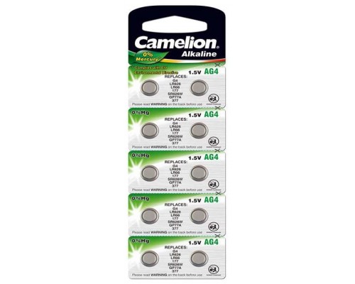 Pila Botón Alcalina LR66 1.5V 0% Mercurio (10 pcs) Camelion