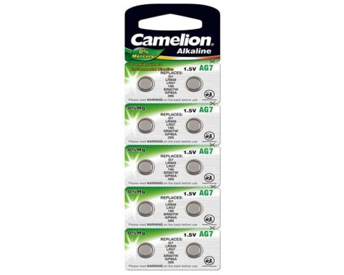 Pila Botón Alcalina LR57 1.5V 0% Mercurio (10 pcs) Camelion