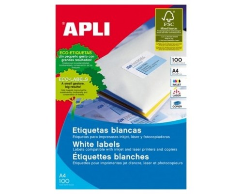 CAJA 100 HOJAS ETIQUETA BLANCA ILC 210X148 1264 APLI