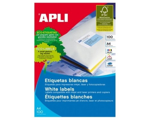 CAJA 100 HOJAS ETIQUETA BLANCA ILC 105X37 1274 APLI