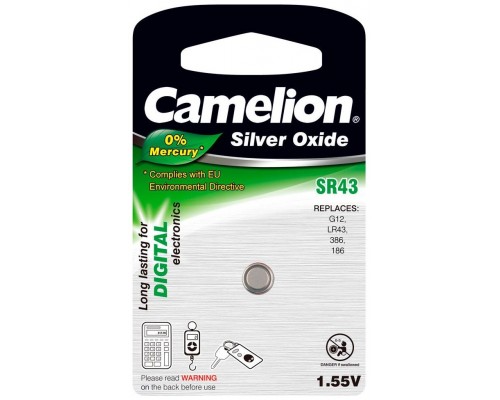 Boton Oxido plata SR43W 1.55V 0% Mercurio (1 pcs) Camelion