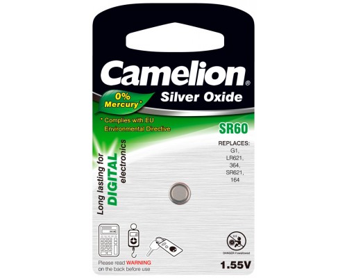 Boton Oxido plata SR60W 1.55V 0% Mercurio (1 pcs) Camelion