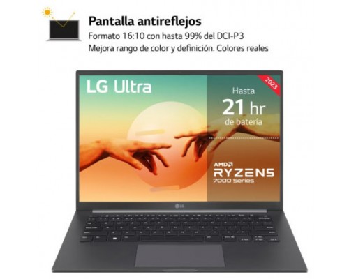 LG PORTATIL (14U70R-G.AP56B) ULTRA PRO, 14", RYZEN5, 8GB RAM, 512GB SSD, GRIS