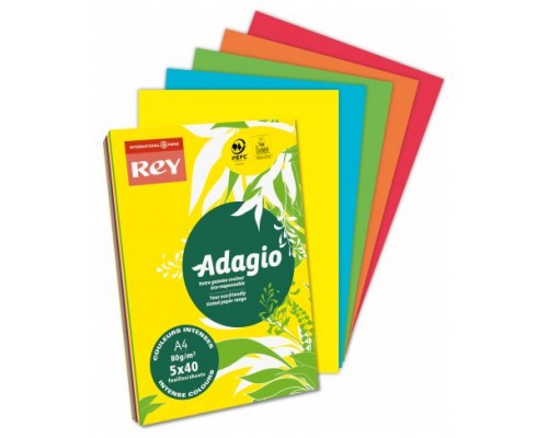 Pack de 5. PAQUETE 500H PAPEL 80GR A4 NARANJA INTENSO ADAGIO 156243 [min5]