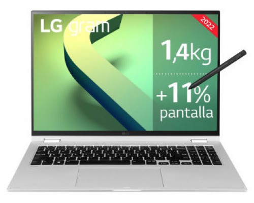 PORTATIL LG GRAM (16T90Q-G.AA79B) 16” TACTIL IPS/GORILLA GLASS 7/WQXGA 2560 X 1600/300 NITS/CORE I7-1260P/16GB RAM DDR5/1024 GB SSD/WINDOWS 11/PESO 1,480 KG/2X USB TIPO C/1X USB TIPO A/72WH