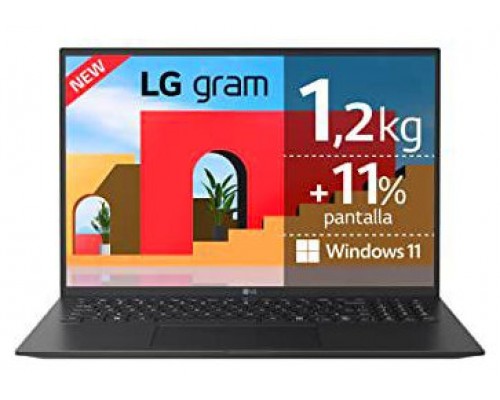 LG Gram 16Z95P-G.AA78B ordenador portatil Portátil 40,6 cm (16") WQXGA Intel® Core™ i7 16 GB LPDDR4x-SDRAM 512 GB SSD Wi-Fi 6 (802.11ax) Windows 11 Home Negro