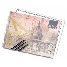 Pack de 10. CUADERNO BLOCKS  DIBUJO ART 140 GRS. FOLIO PROLONGADO 20 HOJAS 2 TALADROS LISO CON RECUADRO PACSA 18848 [min10]