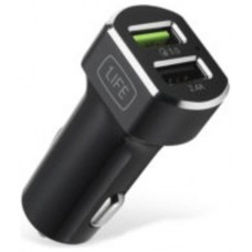 CARGADOR COCHE 1LIFE PA 2XUSB NEGRO