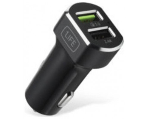 CARGADOR COCHE 1LIFE PA 2XUSB NEGRO