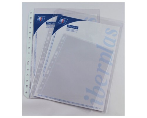 CAJA 100 FUNDAS FORMATO CUARTO PVC CRISTAL EXTRA 100 MICRAS MULTITALADRO IBERPLAS 201100