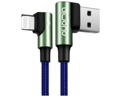 Cable Acodado USB 2.0 a Lightning Azul / Verde Biwond