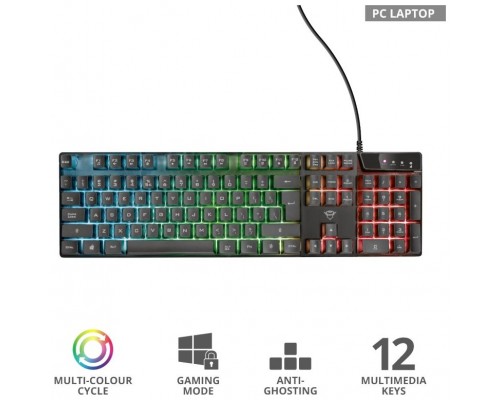 TECLADO TRUST GXT835 AZOR BK