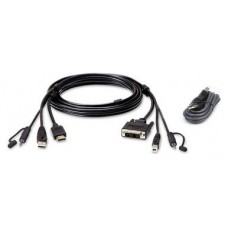 Aten 2L-7D02DHX2 cable para video, teclado y ratón (kvm) 1,8 m Negro