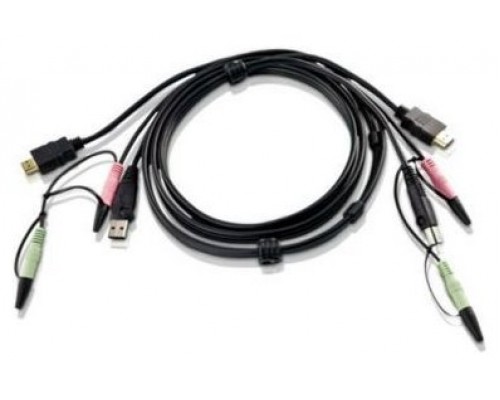 Aten 2L-7D02UH cable para video, teclado y ratón (kvm) 1,8 m Negro