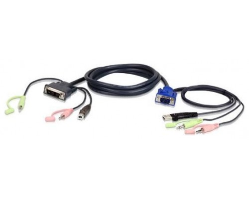 Aten VGA USB to DVI KVM Cable 3m cable para video, teclado y ratón (kvm)