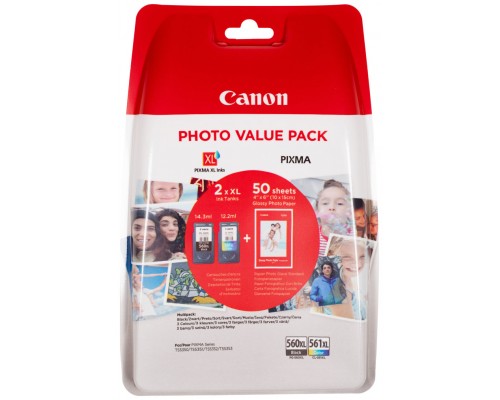 Multipack canon pg - 506xl negro - cl - 561xl multicolor + 50 hojas papel fotografico