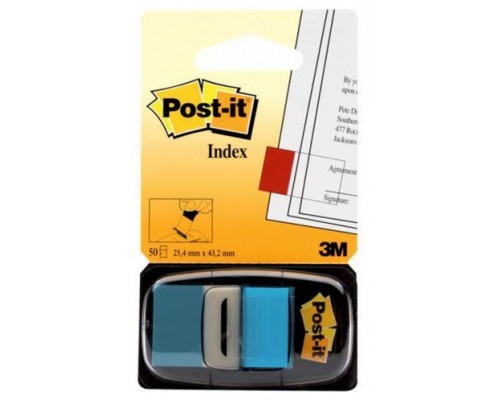 PACK 12 DISPENSADORES DE 50 UNIDADES INDEX AZUL BRILLO (25.4X43.1) POST-IT 3M68023