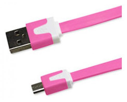 Cable Plano Micro USB 1m Rosa