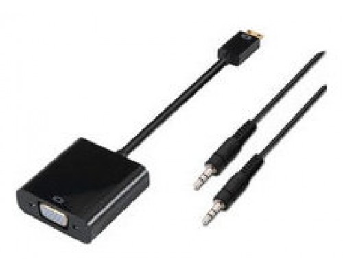 Conversor Mini HDMI a SVGA+Audio C/M-SVGA/H+3.5/H Negro