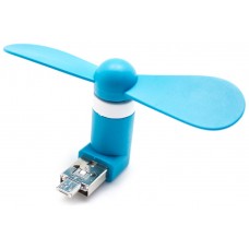 Mini Ventilador 2 en 1 USB+MicroUSB Universal Azul