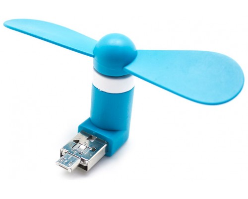 Mini Ventilador 2 en 1 USB+MicroUSB Universal Azul