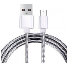 Cable USB a Micro USB 5 Pines (Carga y Transferencia) Metal Plata 1m Biwond