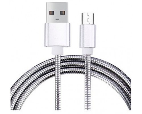 Cable USB a Micro USB 5 Pines (Carga y Transferencia) Metal Plata 1m Biwond