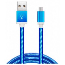 Cable USB a Micro USB 5 Pines (Carga y Transferencia) Metal Azul 1m Biwond