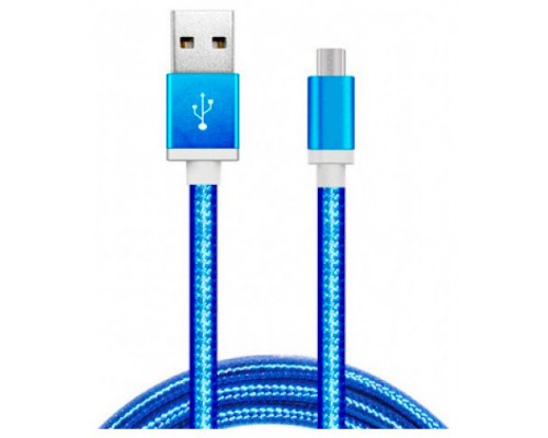 Cable USB a Micro USB 5 Pines (Carga y Transferencia) Metal Azul 1m Biwond