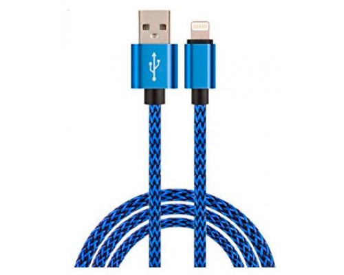 Cable USB a Lightning 8 Pines (Carga y Transferencia) Metal Azul 1m Biwond