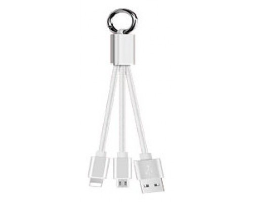 Cable USB a Micro USB+Lightning 8 Pines Anilla Metal 15cm Biwond