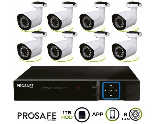 Kit Seguridad Grabador +  Vídeo Digital 8 Cámaras 8CH DVR6408  ProSafe