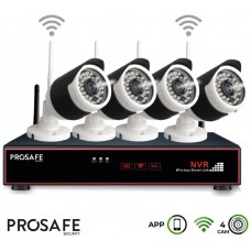 Kit Seguridad Grabador Vídeo Inalámbrico 4 Cámaras 4CH WIFI NVR ProSafe