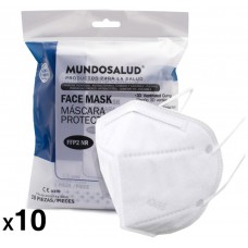 Pack de 10 Mascarillas FFP2 con CERTIFICADOS ESPAÑOLES num 149:2001+A1:2009 Blanco