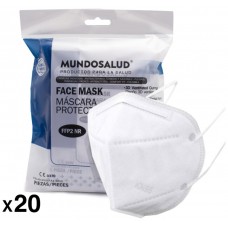 Pack de 20 Mascarillas FFP2 con CERTIFICADOS ESPAÑOLES num 149:2001+A1:2009 Blanco