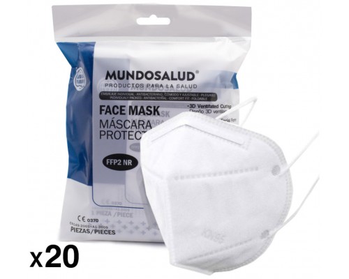 Pack de 20 Mascarillas FFP2 con CERTIFICADOS ESPAÑOLES num 149:2001+A1:2009 Blanco