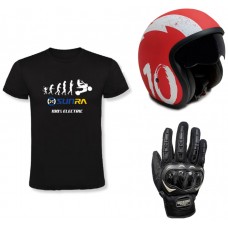 Casco Sunra + Guantes + Camiseta Talla S