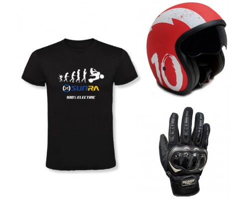 Casco Sunra + Guantes + Camiseta Talla S