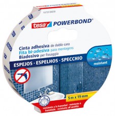 Pack de 10. CINTA ADHESIVA POWERBOND DOBLE CARA EXTRA FUERTE (ESPEJOS) 19MM.X5M. TESA 55733-00018-02 [min10]