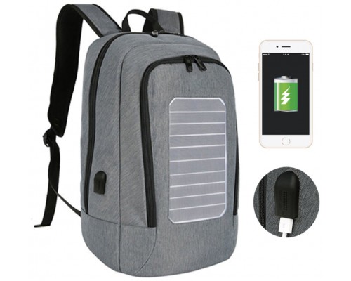 Mochila Solar Portátil 17.3" / Puerto USB / Gris