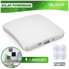 Powerbank Solar Pared Biwond 1.800mAh 1 x USB + 4 Ventosas Blanco