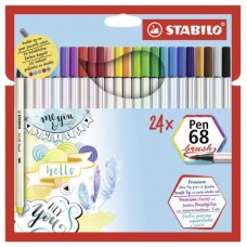 ESTUCHE CARTON 24 UNIDADES ROTULADOR PEN 68 BRUSH COLORES SURTIDOS STABILO 568/24-211