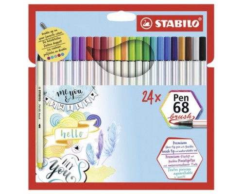 ESTUCHE CARTON 24 UNIDADES ROTULADOR PEN 68 BRUSH COLORES SURTIDOS STABILO 568/24-211